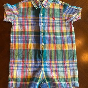 Ralph Lauren Plaid Short 1 Piece -9 Mth